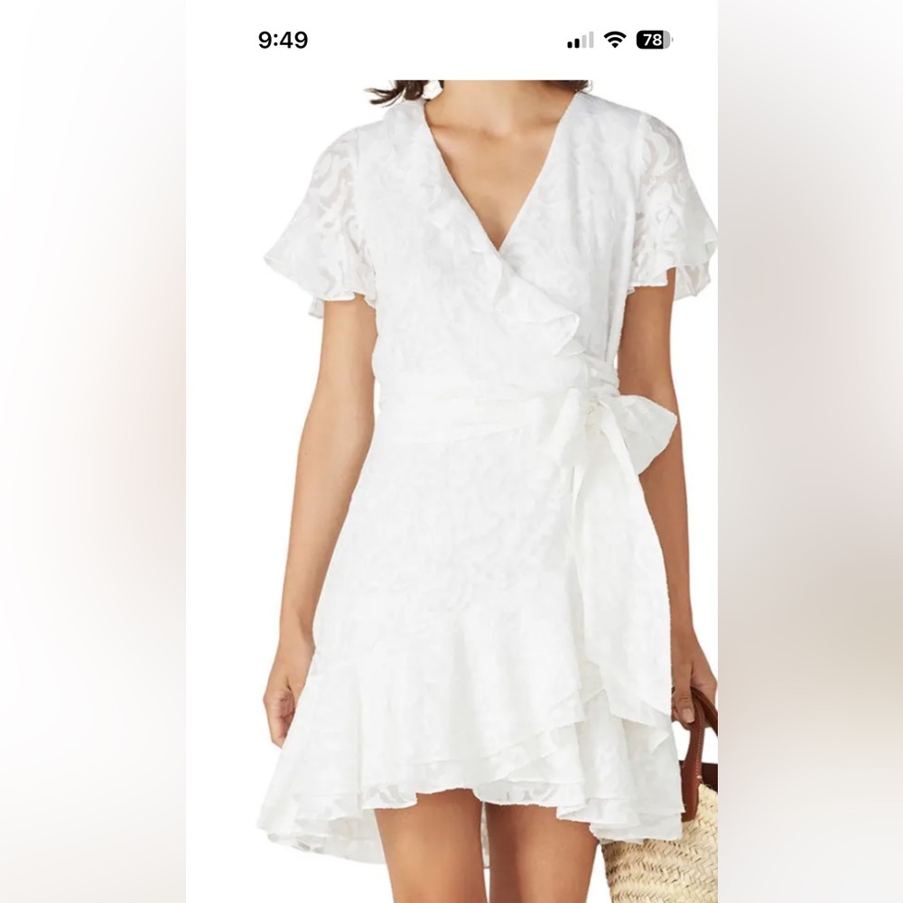 Tanya Taylor White floral Bianca Dress with Tie - Picture 1 of 3